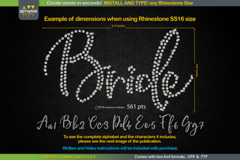 Elegant Cursiva Rhinestone Template Font for Crafting
